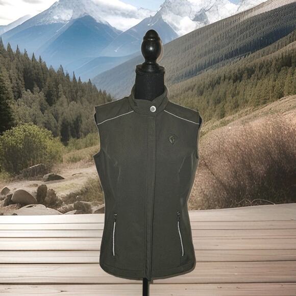 Arista Equestrian Soft Shell Vest Olive Green Full Zip Embroidered riding Sz Med - Picture 1 of 12